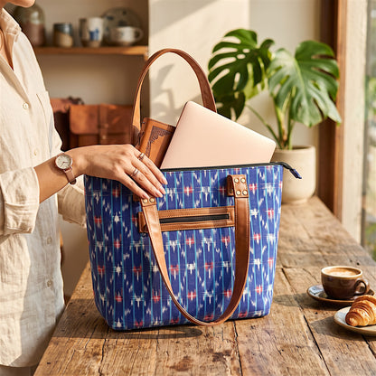 Blue Ikkat Tote Bag