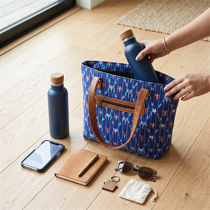 Blue Ikkat Tote Bag