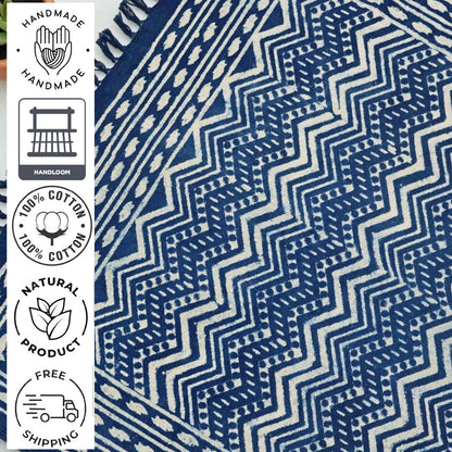 Pari Dabu Indigo Printed Cotton Dhurrie