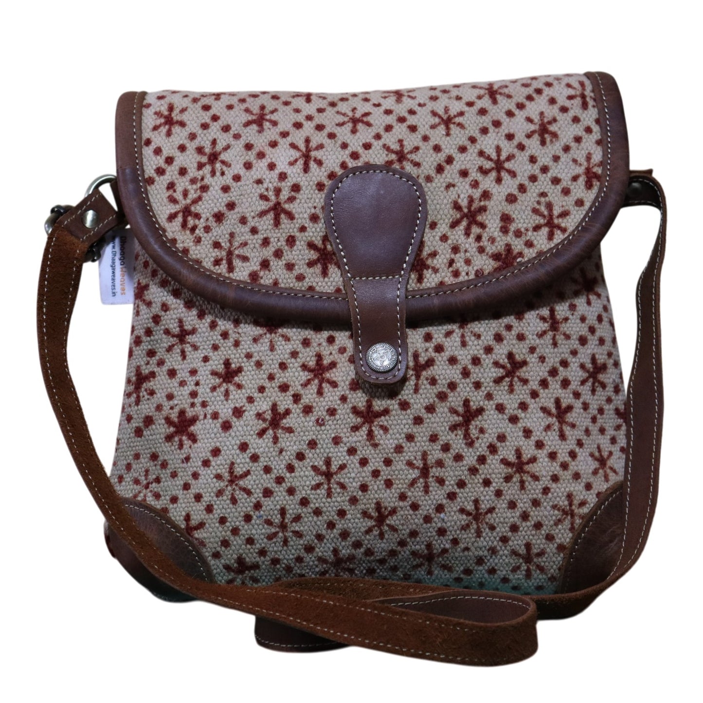 Red Kalamkari Handblock Printed Sling Bag
