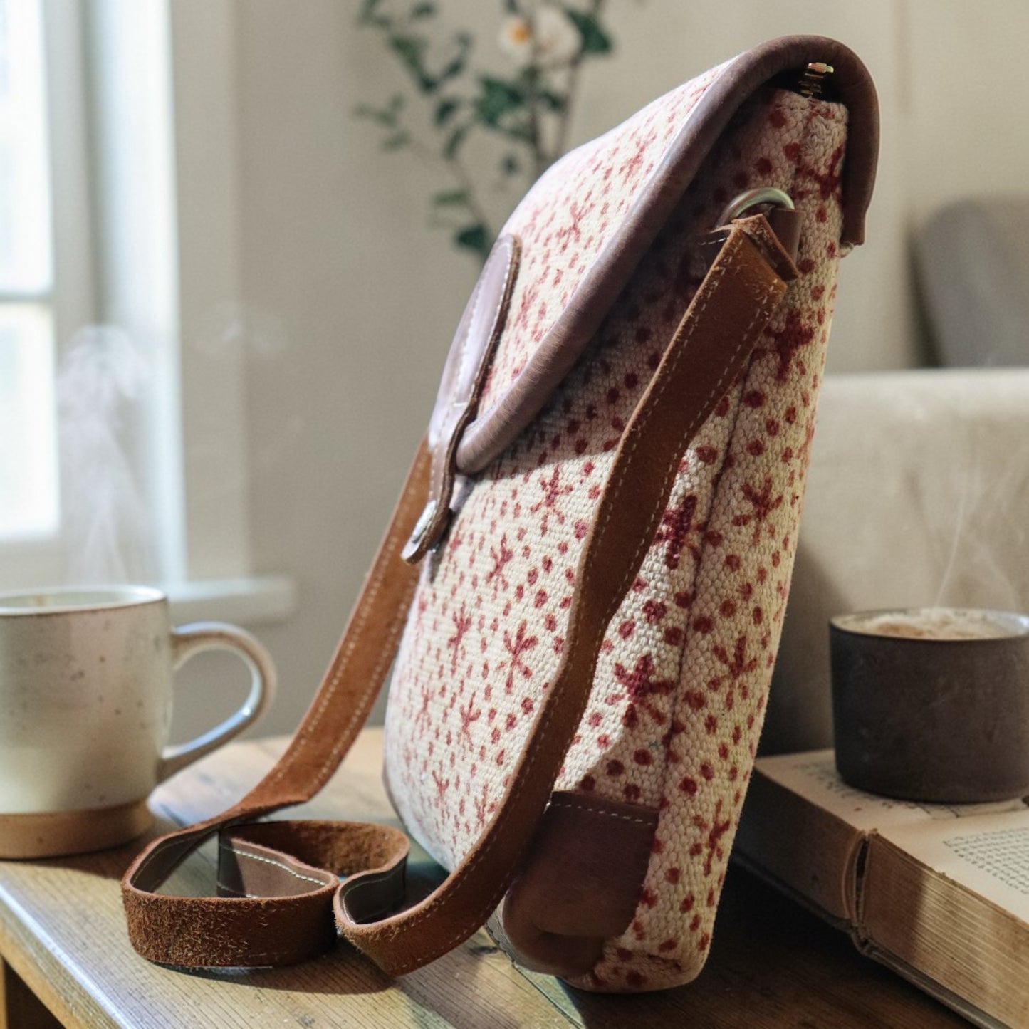 Red Kalamkari Handblock Printed Sling Bag