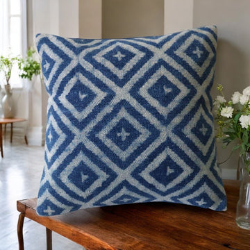 Cotton Diamond Indigo Cushion Covers