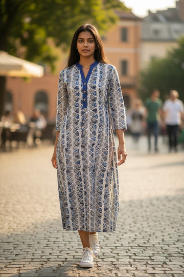 Kalamkari Handblock Block Printed Indigo Kurta