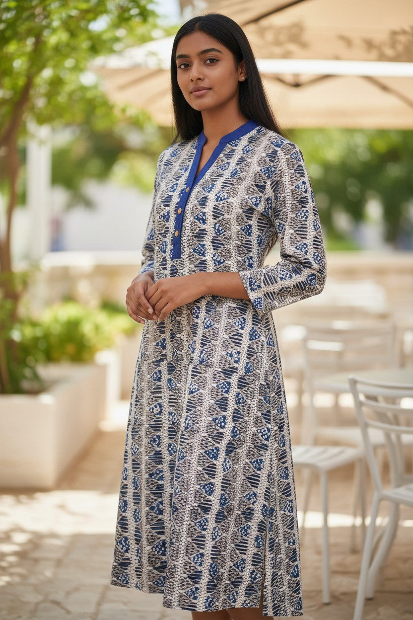 Kalamkari Handblock Block Printed Indigo Kurta