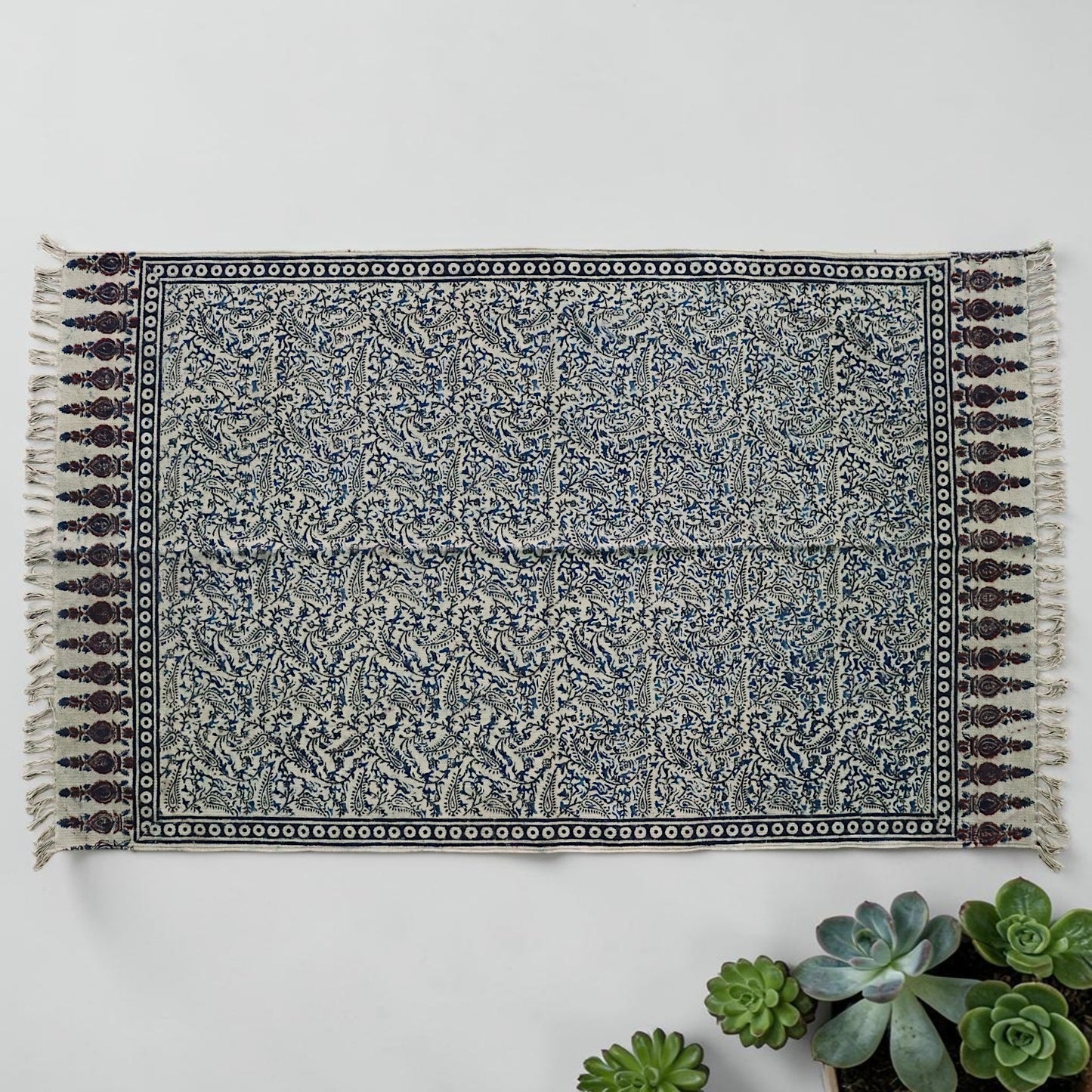 Harini Kalamkari Block Printed Cotton Dhurrie