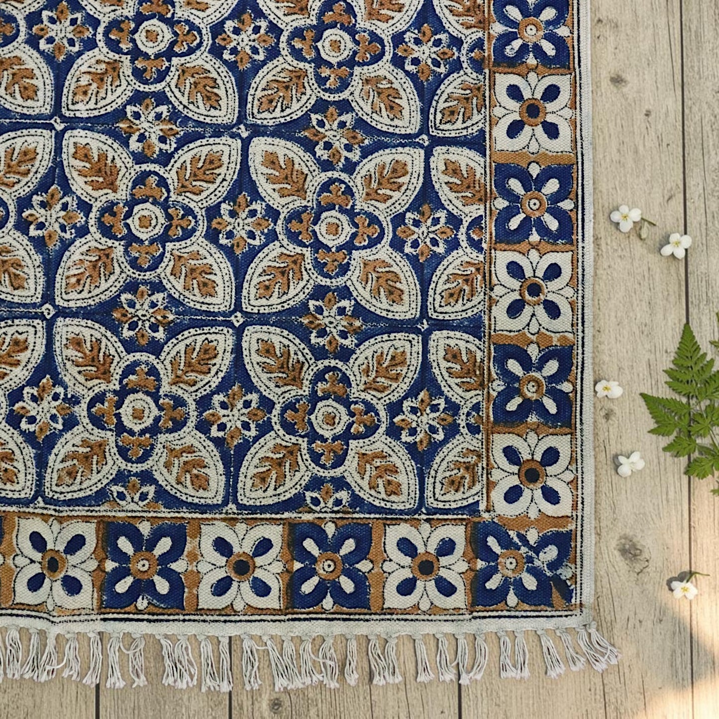 Fara Kalamkari Handblock printed Cotton Dhurrie
