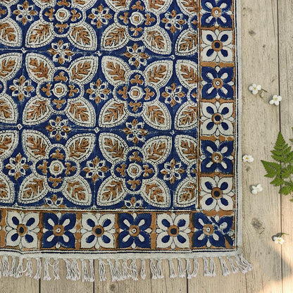 Fara Kalamkari Handblock printed Cotton Dhurrie