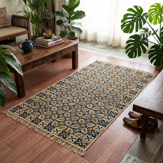 Fara Kalamkari Handblock printed Cotton Dhurrie