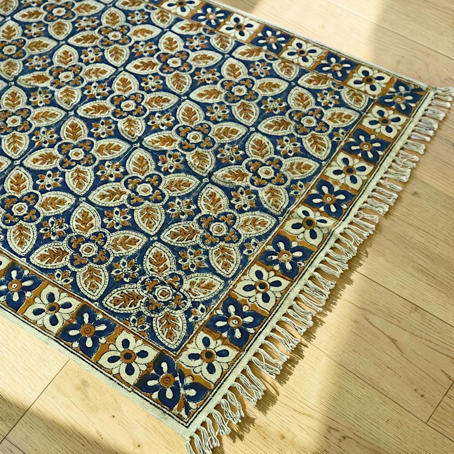 Fara Kalamkari Handblock printed Cotton Dhurrie