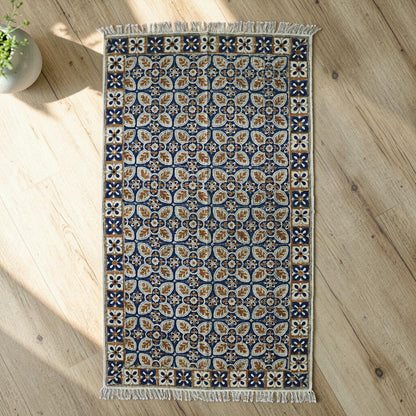 Fara Kalamkari Handblock printed Cotton Dhurrie