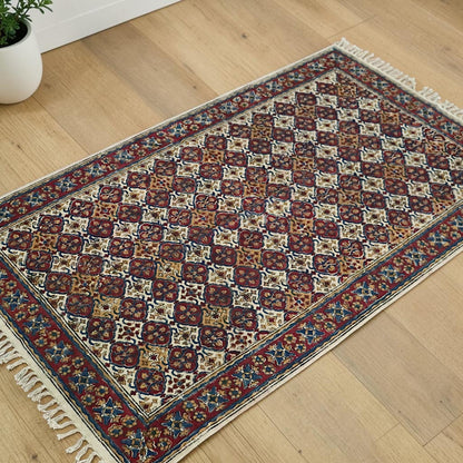 Sarita Red Kalamkari Handblock Printed Cotton Dhurrie