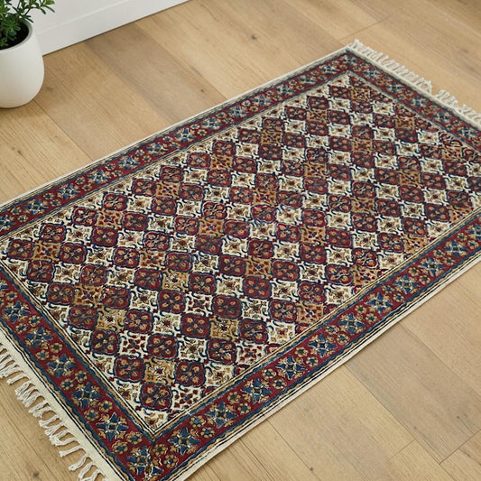 Sarita Red Kalamkari Handblock Printed Cotton Dhurrie