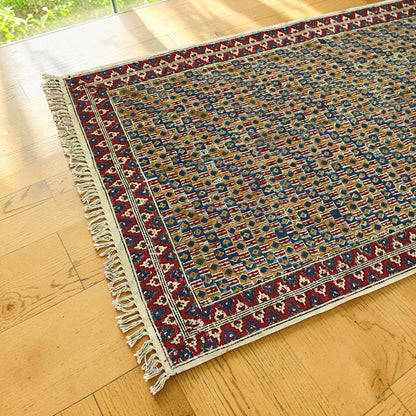 Kriti Ocra red Kalamkari Handblock Printed Cotton Dhurrie