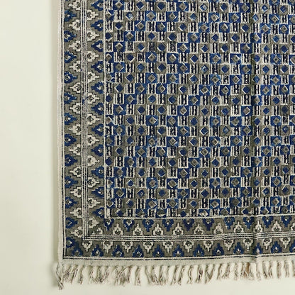 Kriti Blue & Green Kalamkari Handblock Printed Cotton Dhurrie