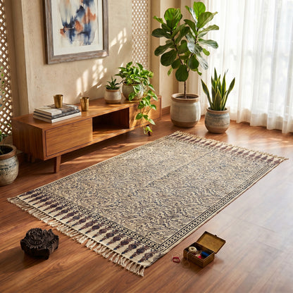 Harini Kalamkari Block Printed Cotton Dhurrie