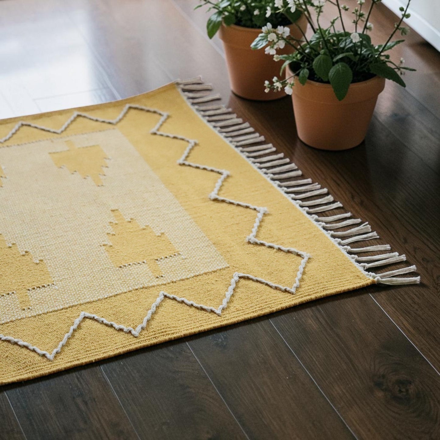 Ocra Woven Cotton Dhurrie